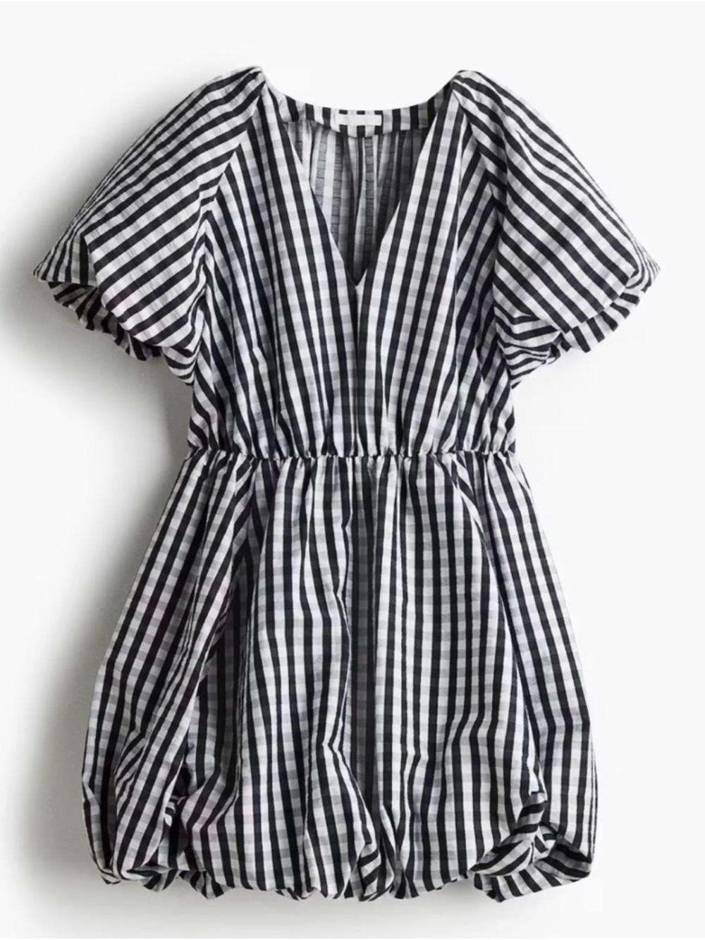 H&M Black and White Gingham Puff-Sleeve Mini Dress - Picture 4 of 5
